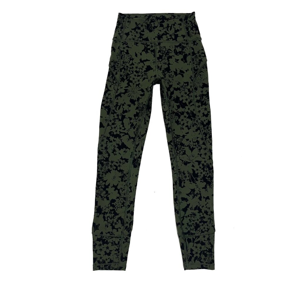 Lululemon All You Do Tight Legging Women Efflorescent Barracks Green Black 4